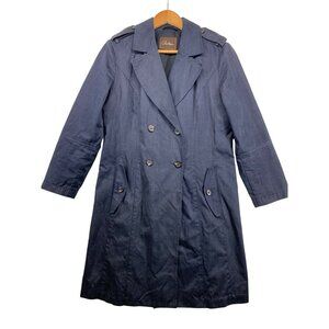 Cole Haan Womens Coat Sz M Trench Pleated Double Breasted Old$$ Classic Designer